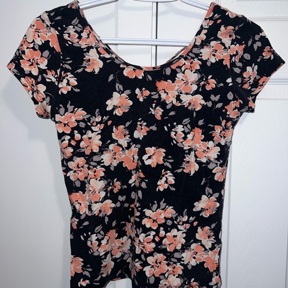 Black and pink/ orange floral top